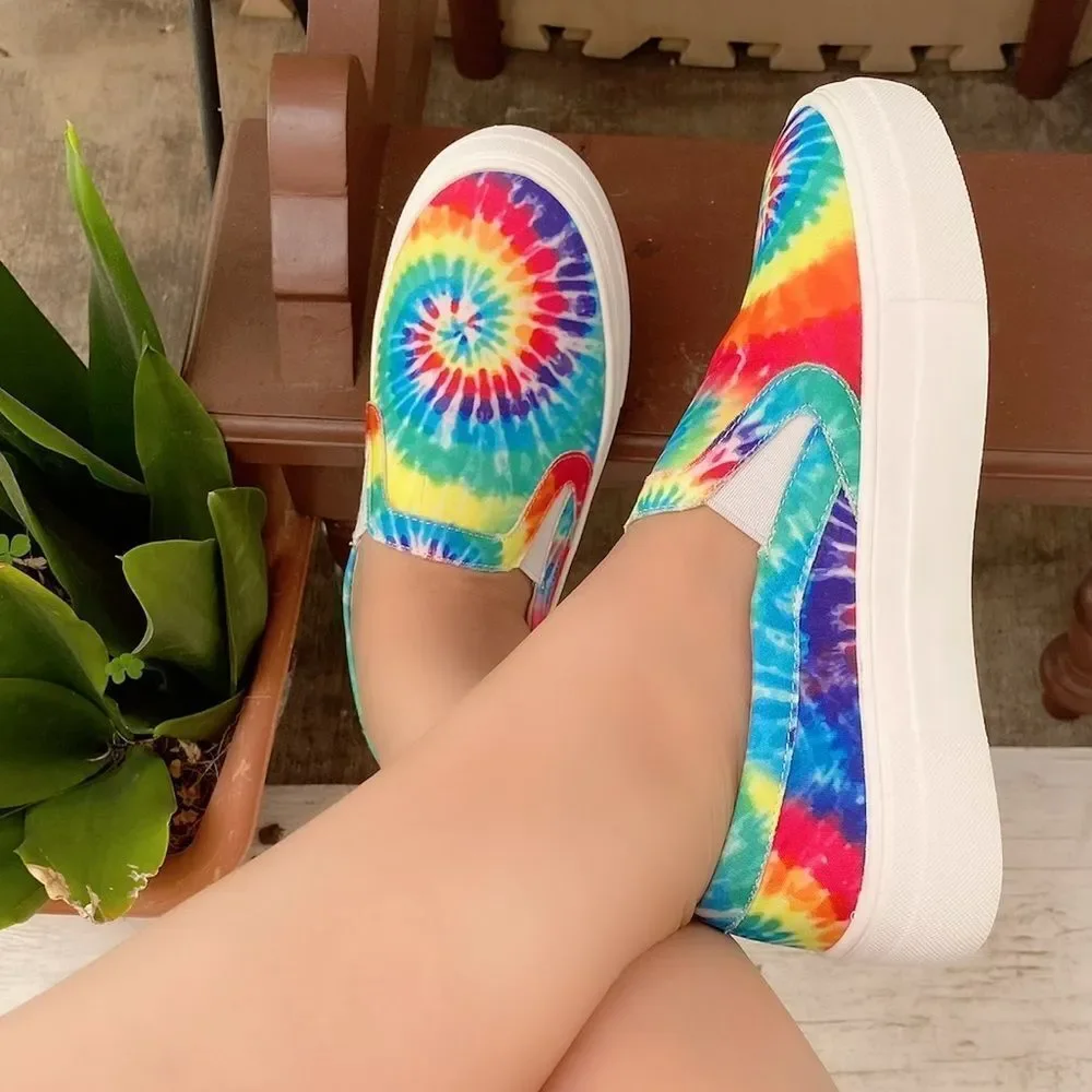 Rainbow Tie Dye Tennis Sneakers